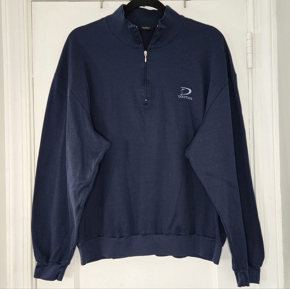 Marbas Dark Blue Long Sleeve Half Zip Polo - Men's XXL - Made in Italy